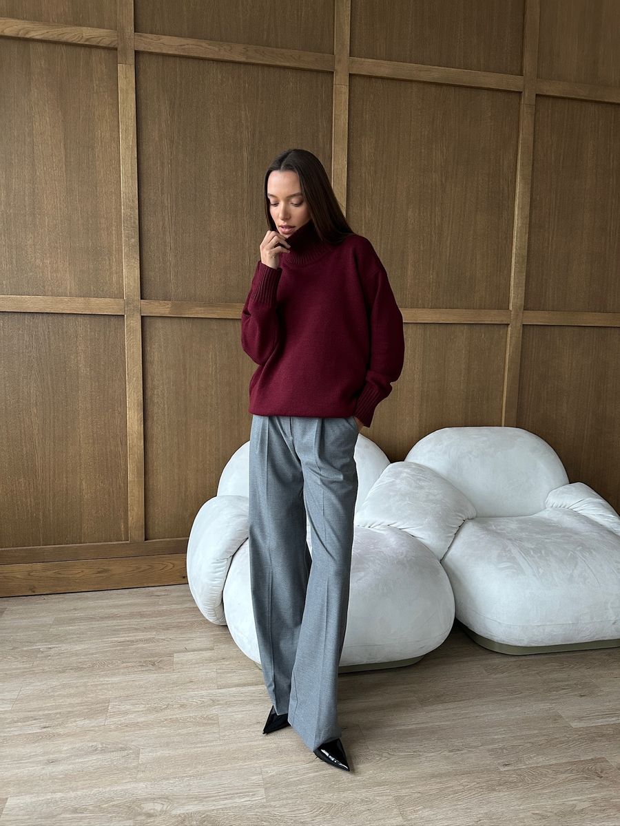 Свитер из шерсти мериноса OVER темно-бордовый