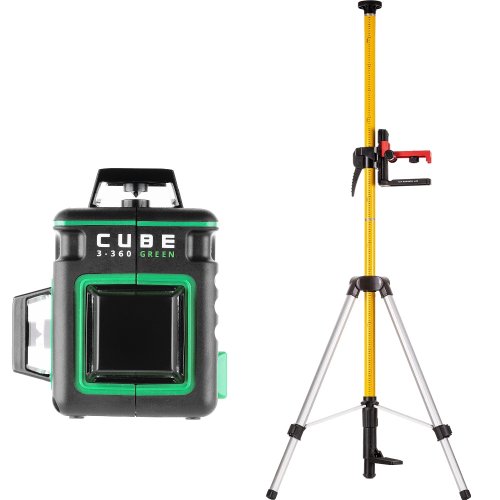 Лазерный уровень ADA CUBE 3-360 GREEN Basic Edition (А00560)+ Штатив-штанга ADA SILVER PLUS (А00556)