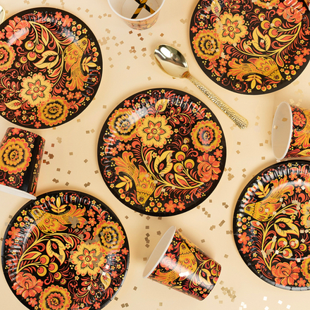 Тарелки (7''/18 см) Хохлома 6 шт