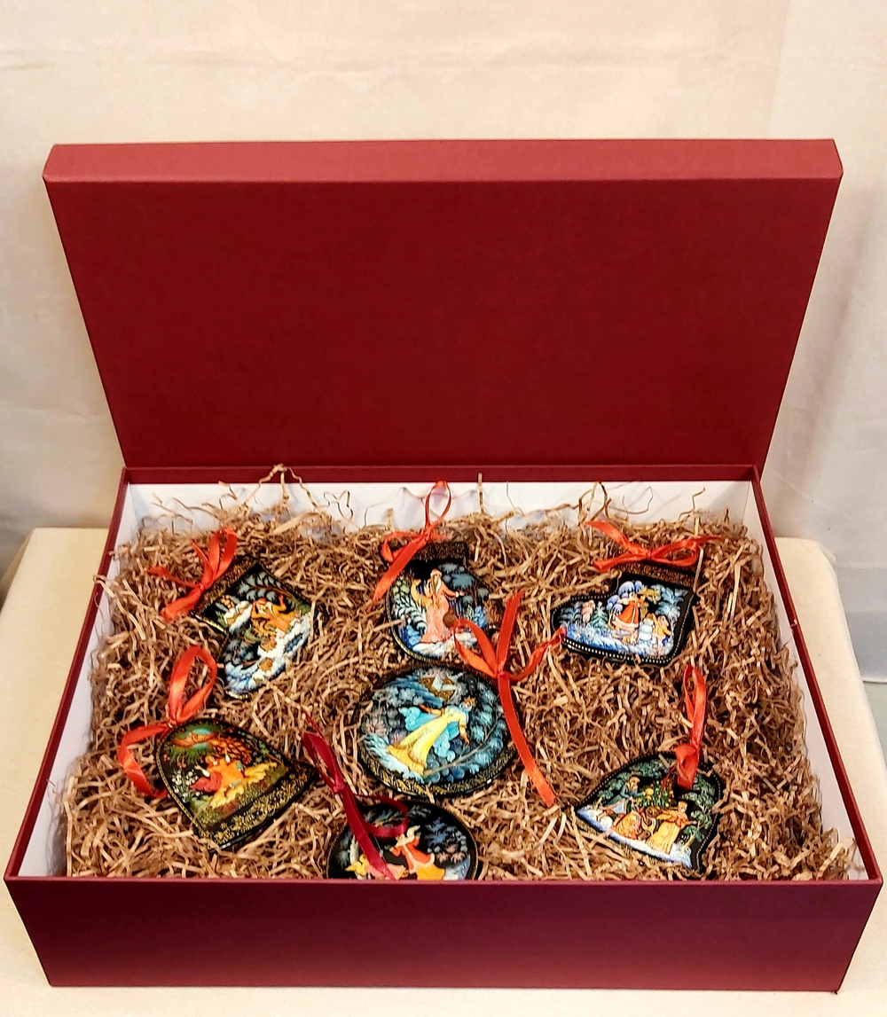 Набор ёлочных игрушек  "Новогодний" с росписью Палех