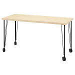 Письменный стол на колесиках - IKEA MITTCIRKEL/KRILLE,  140х60 см, черный/под беленый дуб, МИТТКЕРКЕЛ/КРИЛЛЕ ИКЕА
