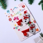 Резинки для волос детские 2шт. «Новогодняя Сказка - Снеговички», цвет красный, d-9см