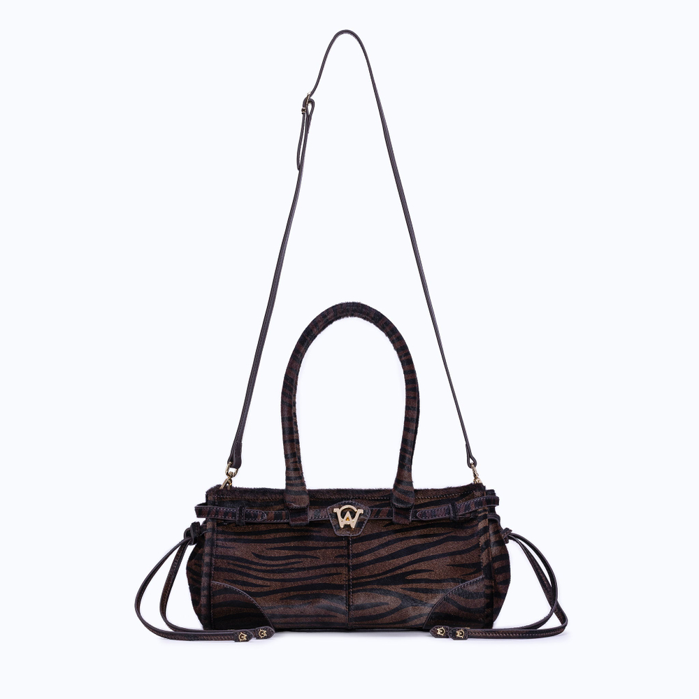 MANC КОЖАНАЯ СУМКА "BABY JANE", ЗЕБРОВЫЙ ПРИНТ