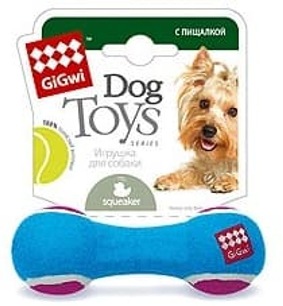 GiGwi 75006 Маленькая гантеля с пищалкой/теннистый материал