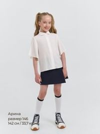Блузка с коротким рукавом для девочки "Белая" 7+