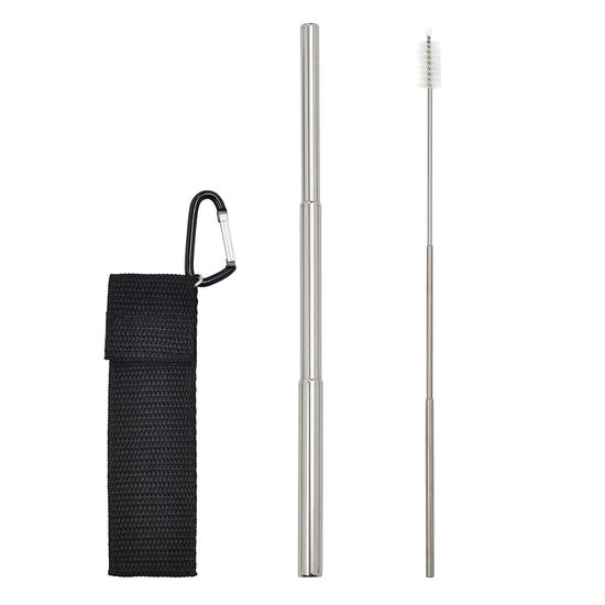 Трубочка металлическая складная с ёршиком в чёрном чехле