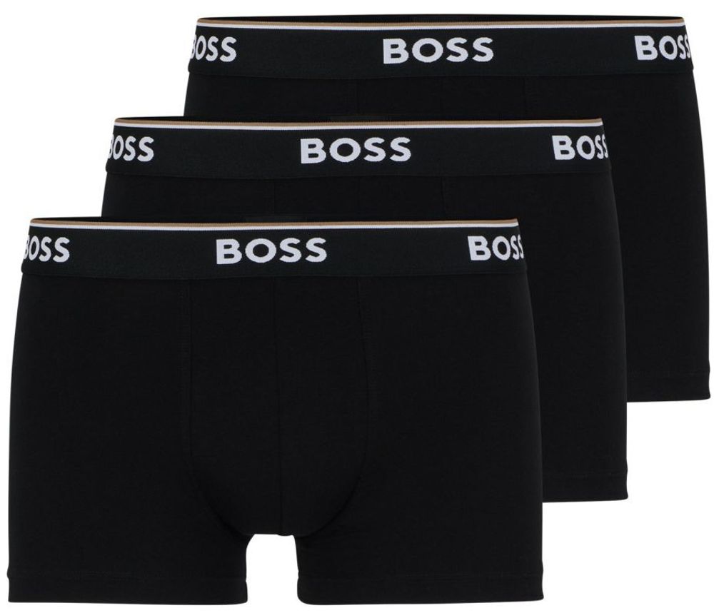 Мужские спортивные боксеры BOSS x Matteo Berrettini Stretch-Cotton Trunks With Logo Waistbands 3P - black