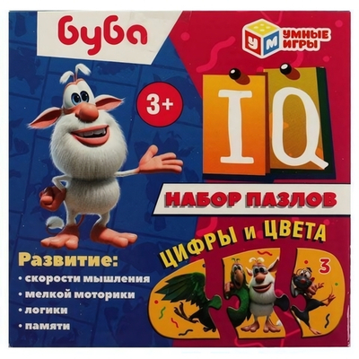 Набор IQ-пазлов Цифры и цвета "Буба". (Умные игры)