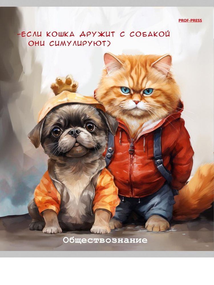 Тетрадь предметная 48л. клетка Обществознание &quot;Жил-был кот&quot; (Проф-Пресс)