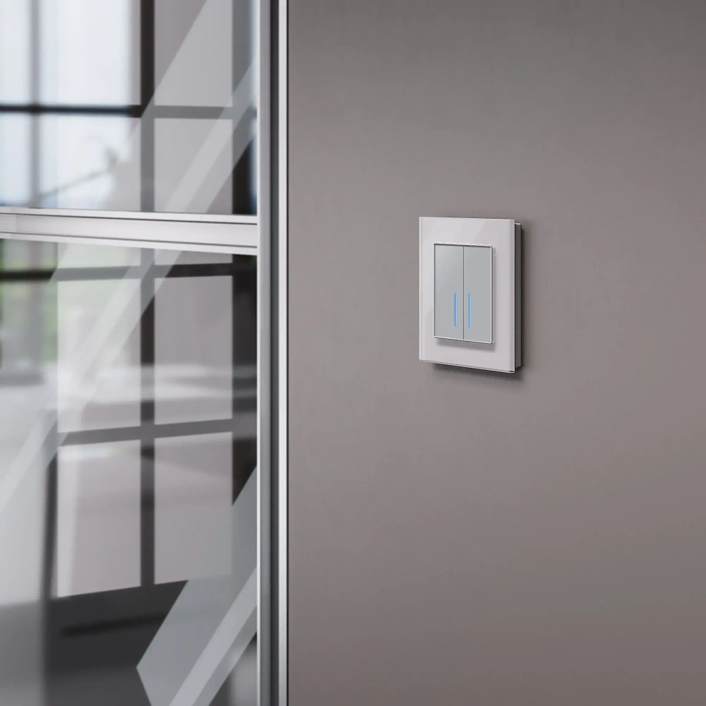 Умный сенсорный выключатель двухклавишный (серебрянный матовый) W4520606