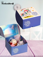 Комплект коробок на 4 капкейка Единорог - 5 шт