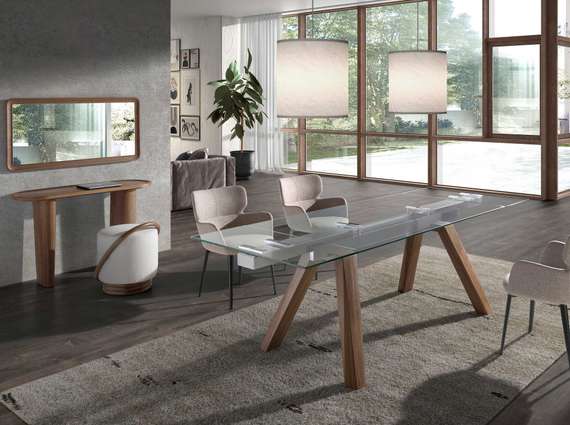 Раздвижной обеденный стол 1123/MC21034DT из закаленного стекла 160/200/240 х 90