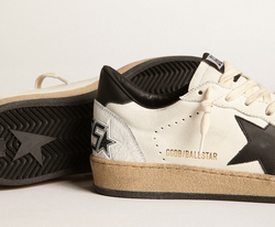 Women's Ball Star sneakers in white nappa leather with black leather star and heel tab