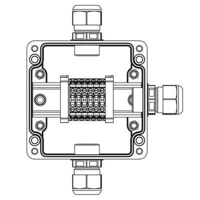 Взрывозащищенная клеммная коробка из полиэстера TBE-P-03-(6xCBC.4)-1xPACMP(A)-1xPACMP(C)-1xPACMP(D)1Ex e IIC Т5 Gb / Ex tb IIIC T95°C Db IP66