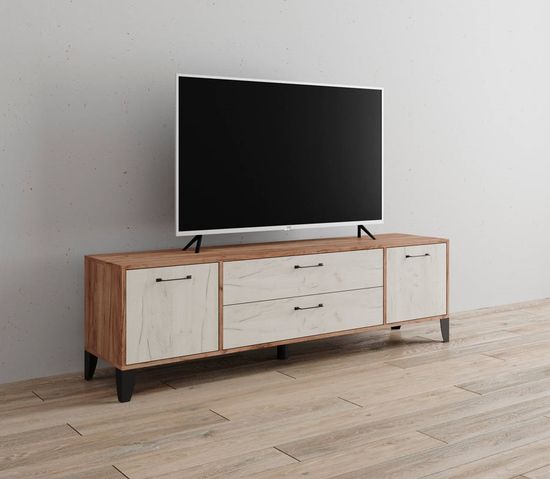 Тумба-ТВ ПАРУС-13 дуб крафт табачный / дуб крафт белый