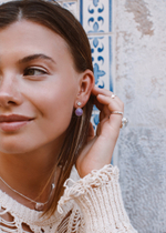 Двойные серьги-трансформеры с лавандовым аметистом и белым цирконом