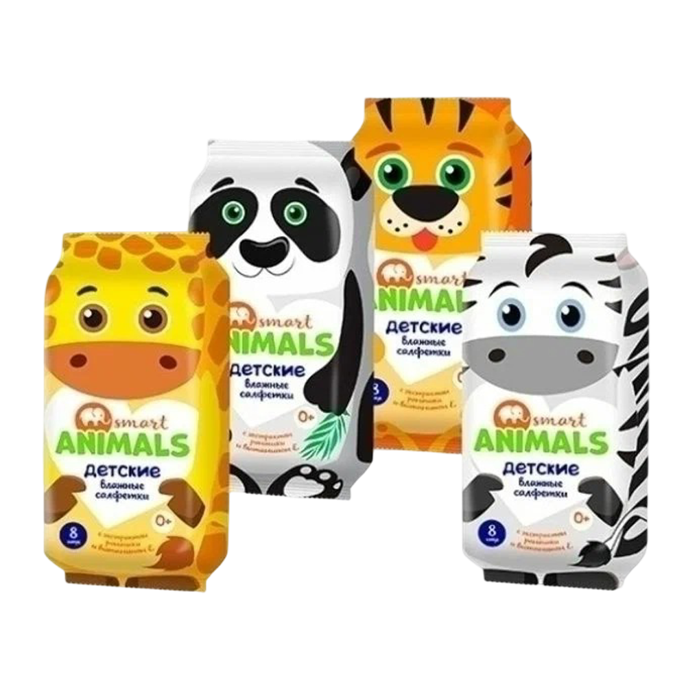 Влажные салфетки с ромашкой и витамином Е Smart Animals