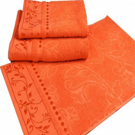 Набор из 3-х полотенец жаккардовых "П37. МОРКОВНЫЙ", 100% хлопок, Россия.