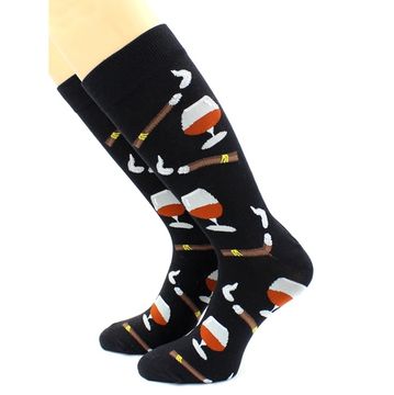 Носки с принтом "Ликер и сигара" черные Hobby Line