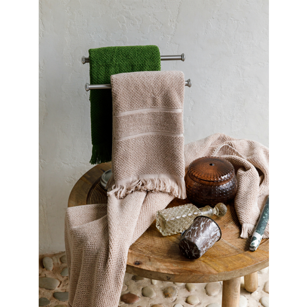 Полотенце для рук с бахромой оливково-зеленого цвета Essential, 50х90 см