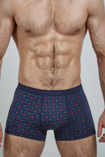 Мужские трусы-боксеры с мелким узором из ромбов и звезд (Размер: XL) (Цвет: синий)