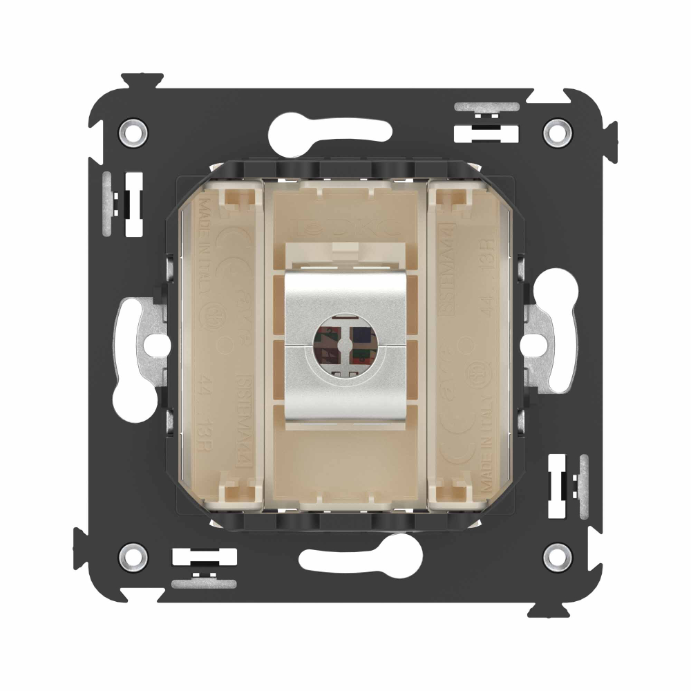 Компьютерная розетка RJ-45 без шторки в стену, кат.6 одинарная экранированная, "Avanti", "Ванильная дымка"