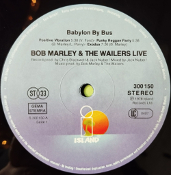 Винтажная виниловая пластинка LP Bob Marley and The Wailers Babylon By Bus (Germany 1978)