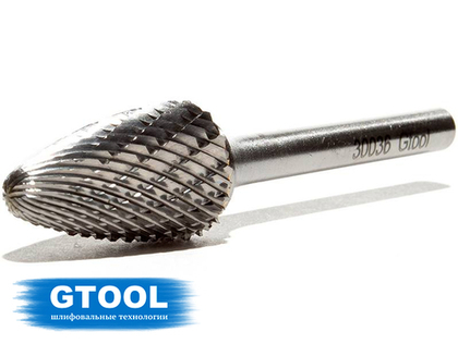Борфреза GTOOL форма F парабола с закругленной головкой, диаметр головки 16мм