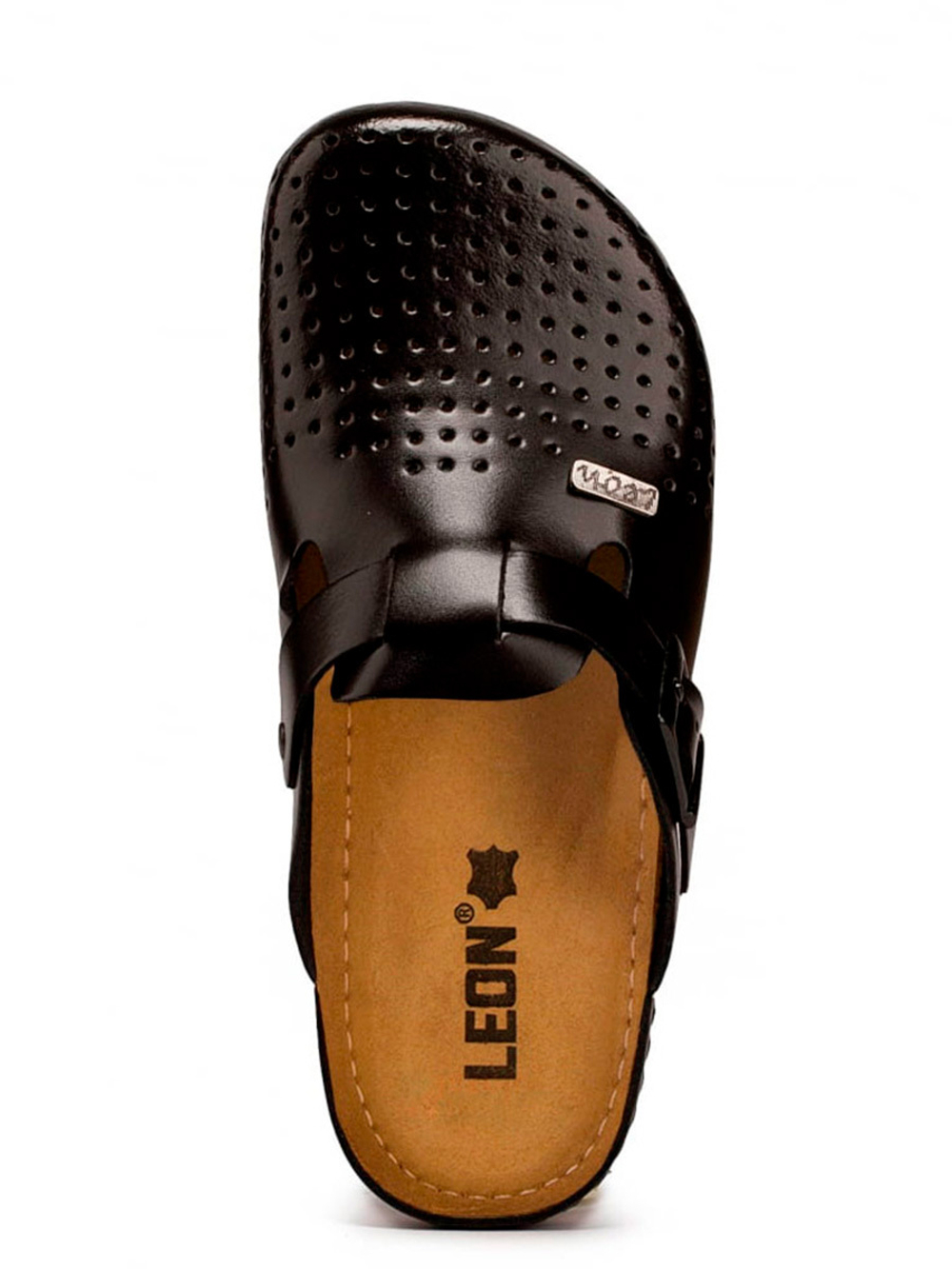 Тапочки-сабо Леон 700М мужские с ремешком на застежке, черные, 45