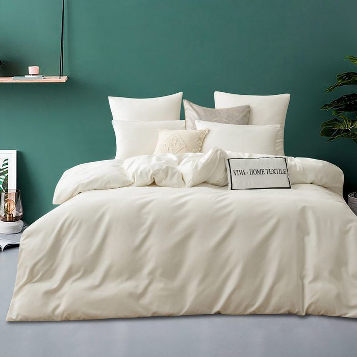 Комплект постельного белья Однотонный Сатин «Молочный фарфор»