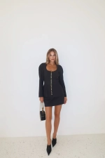 Жакет с маленькими декоративными пуговицами, Черный