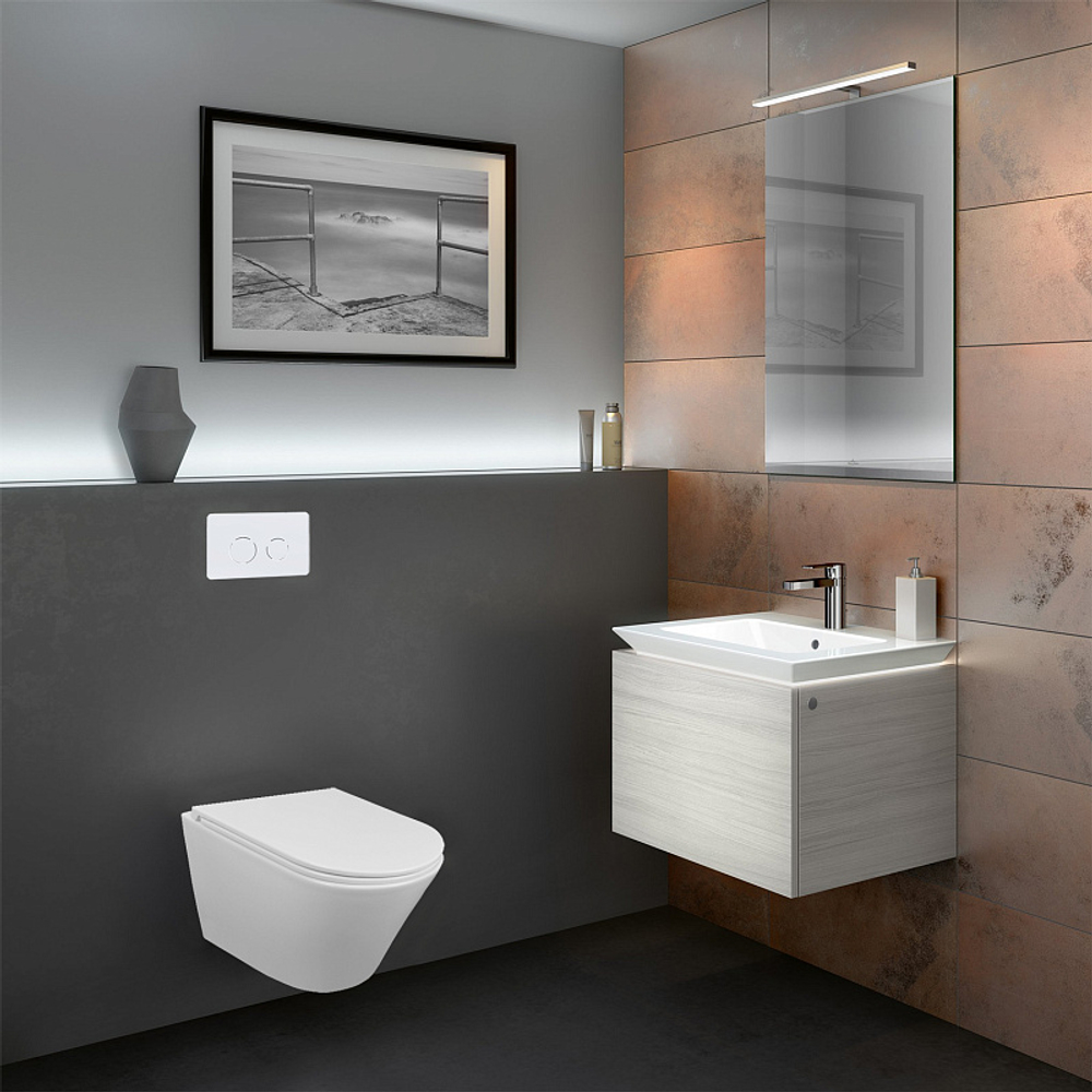 Унитаз подвесной Azario Teramo 515х355х365 безободковый, скрытое крепление, смыв "Торнадо", в комплекте с сидением микролифт (AZ-0053-UQ3)