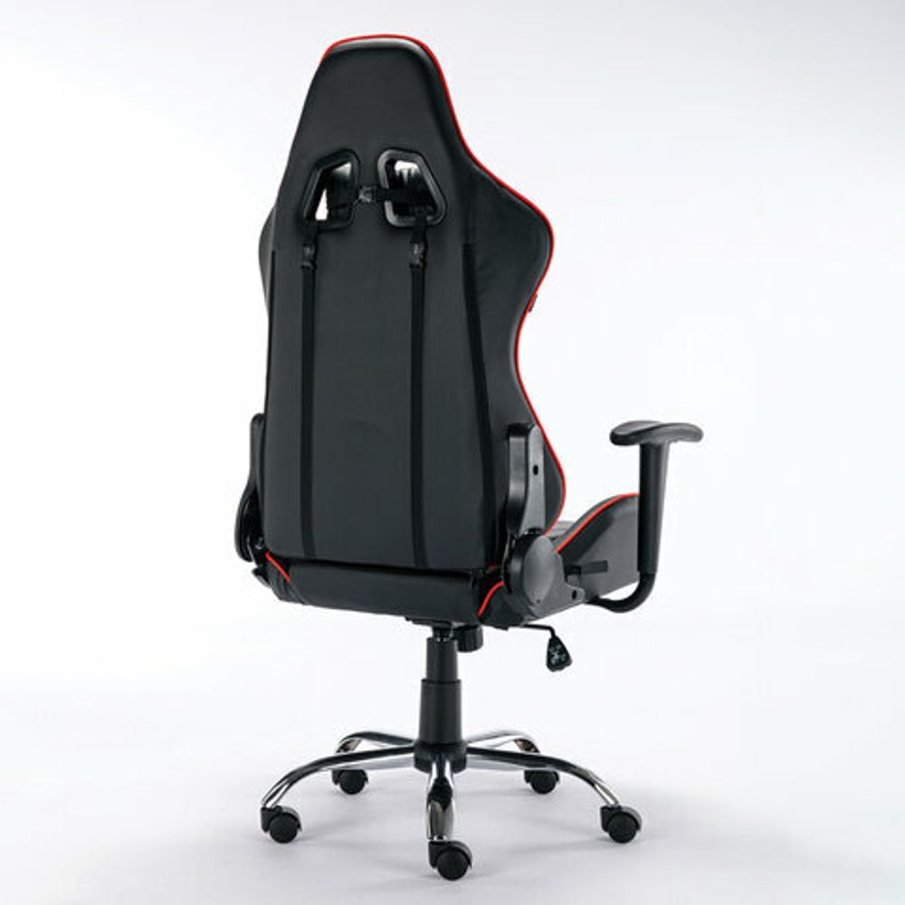 Кресло компьютерное BRABIX "Hunter GM-130", две подушки, экокожа, черное/красное, 532797