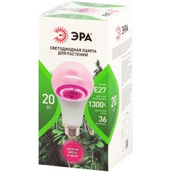Фитолампа для растений светодиодная ЭРА GREEN LINE ФИТО A65-20W-PL-E27-GR розового свечения 20 Вт Е27 | Фитолампы Е27