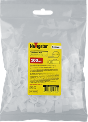 Крепеж для кабеля Navigator с отверстием 6 мм белый (упаковка 100шт) 41607