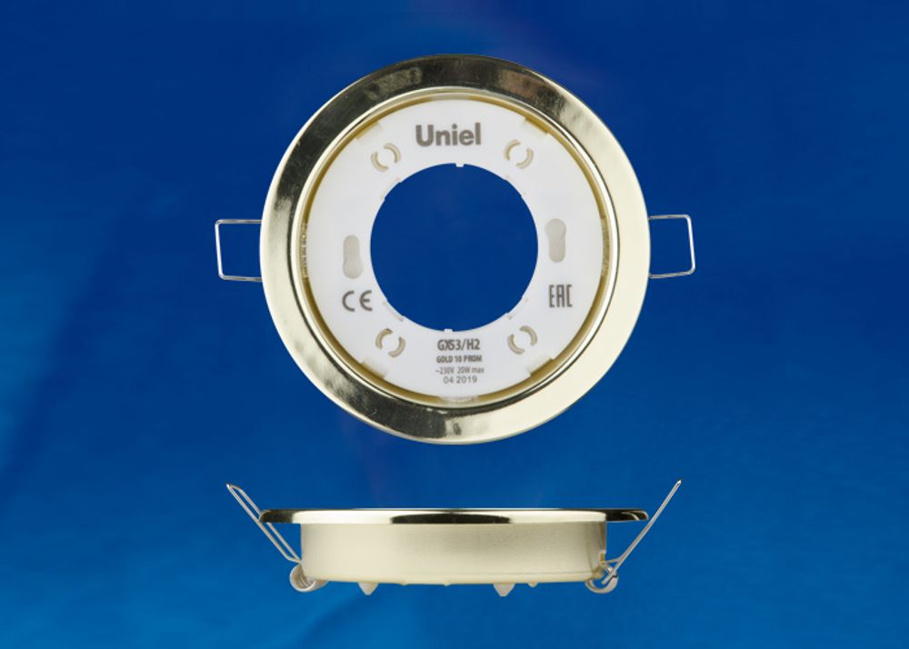 GX53-H2 GOLD 10 PROM Светильник ультратонкий встраиваемый. В составе набора из 10шт. Корпус золото. Картон. TM Uniel.