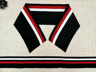 Комплект воротник ш. 8 см, д. 51 см + подвяз ш. 4,2 см, д. 130 см, чёрный с белым/красным