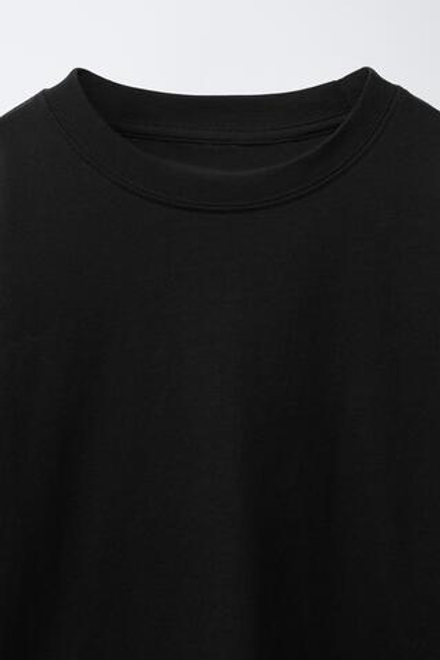 ZARA ОДНОТОННЫЙ ЛОНГСЛИВ, ЧЕРНЫЙ