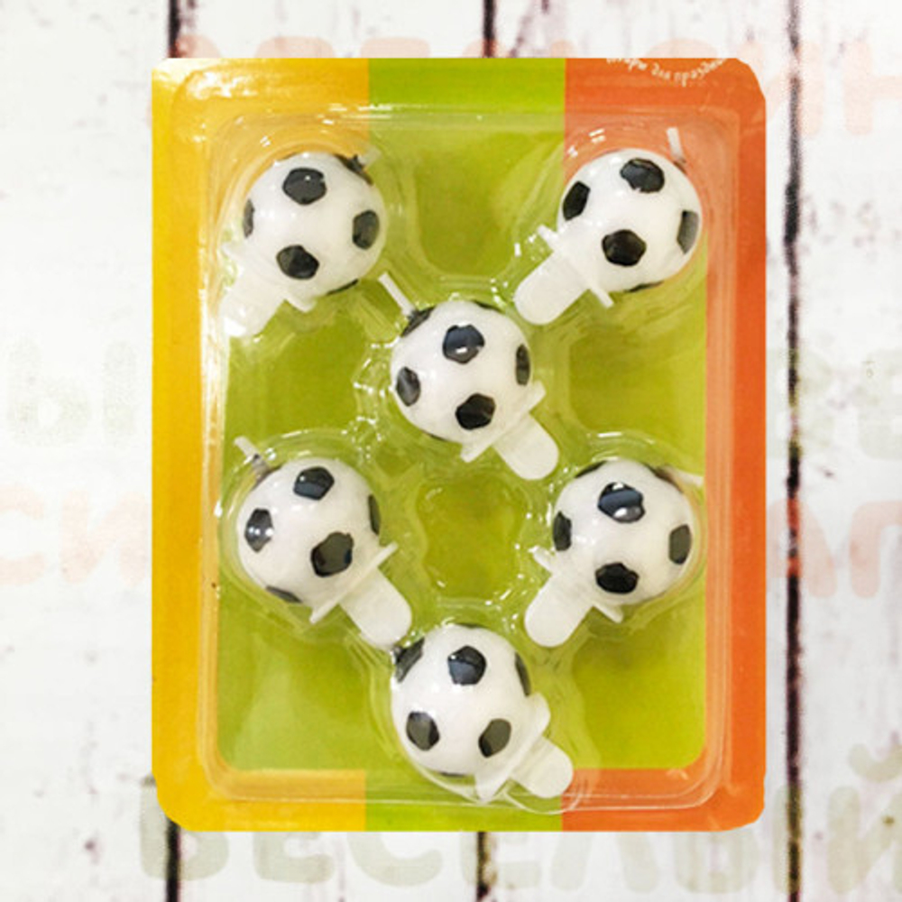 РАСПРОДАЖА Свечи в торт Мячи футбольные 6 шт.