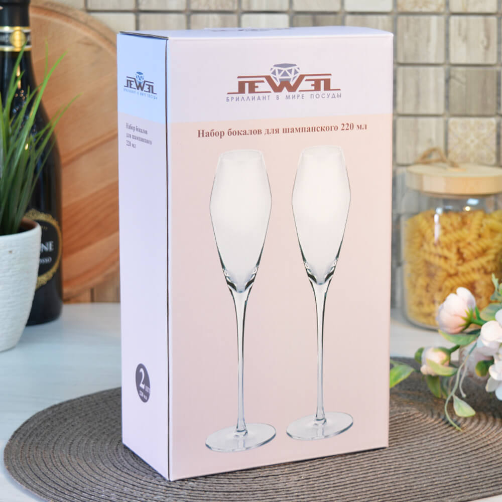 Набор бокалов для шампанского 2шт 220мл "Ода" Jewel