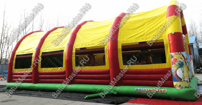 Надувной батут "Страна Сафария-2" с крышей и высокими горками 13*7*6 м