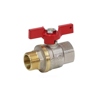 Кран шаровой латунь никель 1004 Euro Ду 20 Ру40 ВР/НР полнопроходной бабочка красная Aquasfera 1004-02