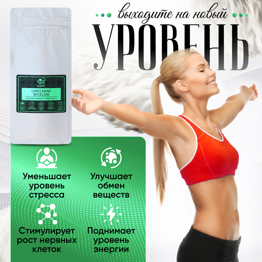 Ежовик гребенчатый, ежевик lions mane мицелий, порошок 200 грамм.