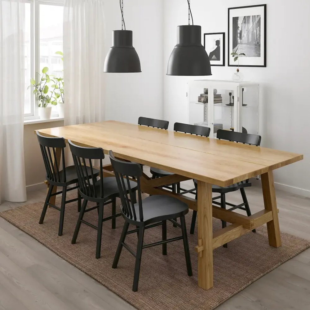 Стол и 6 стульев - MÖCKELBY / NORRARYD IKEA/ МЕКЕЛЬБИ/НОРРАРИД ИКЕА, 235х100х74 см, черный/дерево