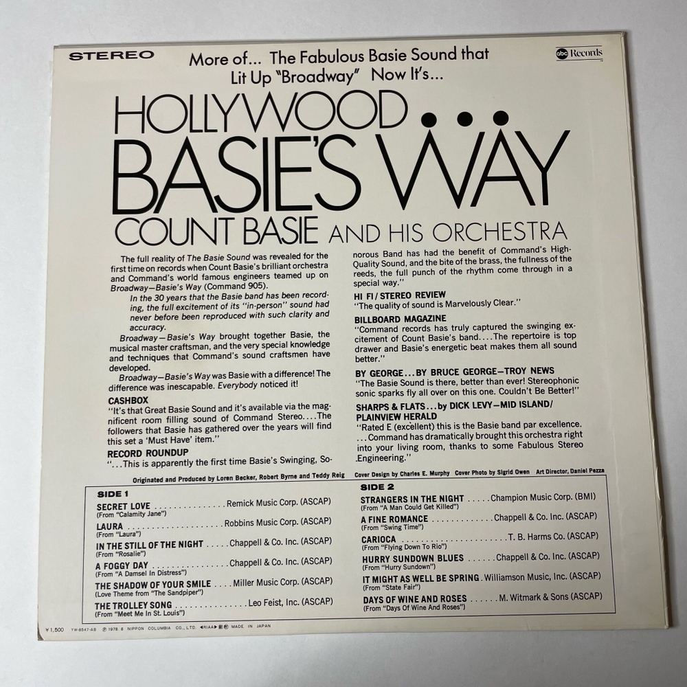 Винтажная виниловая пластинка LP Count Basie And His Orchestra Hollywood (Japan 1978) (No Obi)