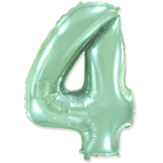 Шар фольгированный Цифра 4 101 см (Мятный)
