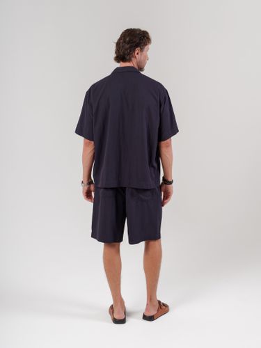 Синий хлопковый костюм Heathen с шортами и брюками