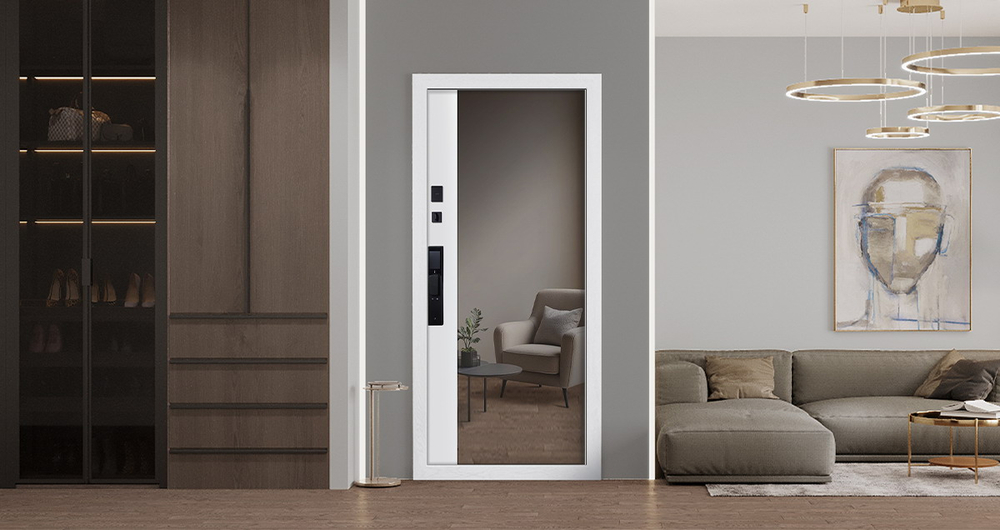 Стальная дверь "Loft" с зеркалом (биометрический замок)