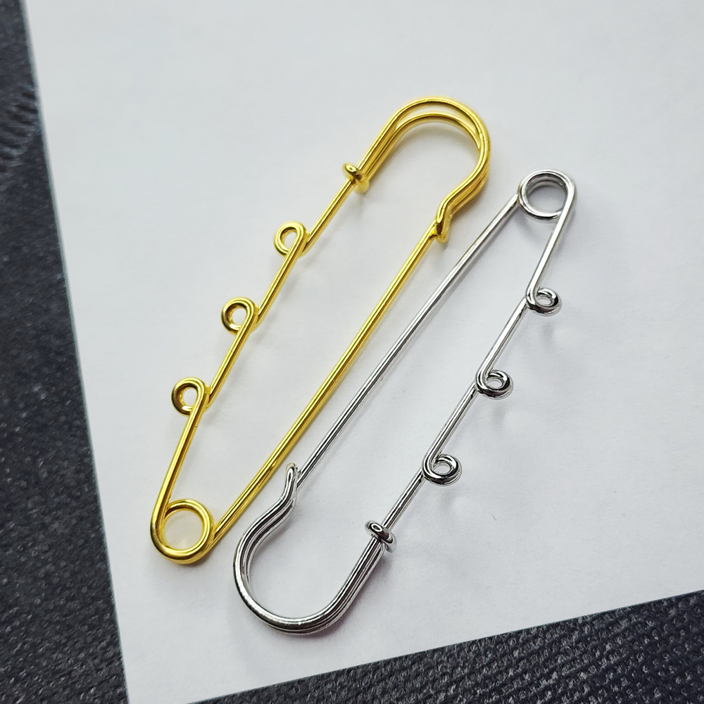 Броши булавки, сталь, позолота, 68мм, цена за набор 2 шт