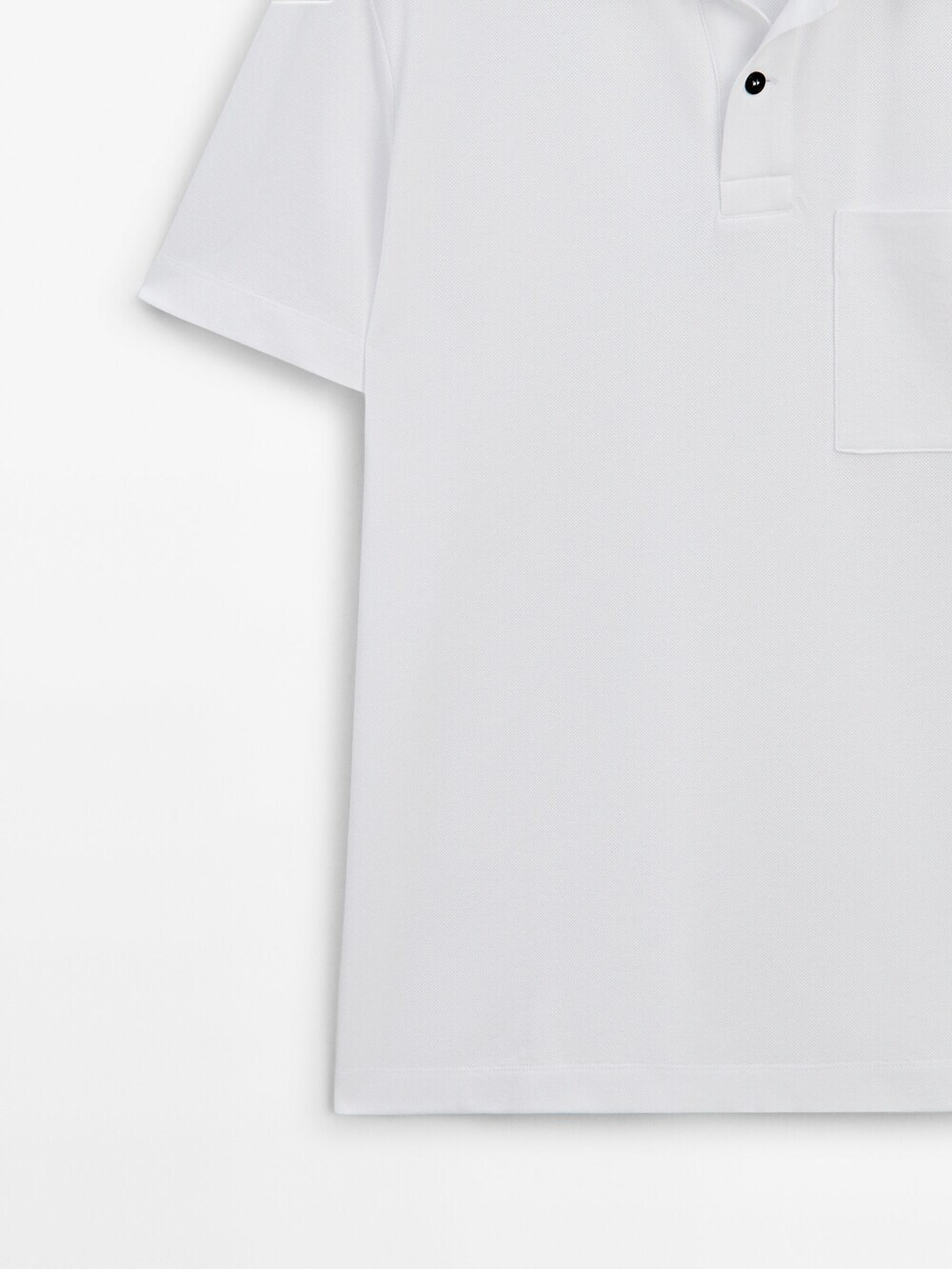 Massimo Dutti Поло из рельефного хлопка с карманом, белый